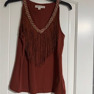 Women's Rust Fringe Top